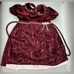 Little Girls Dark Red Velvet Dress by YOUNGLAND size 6
